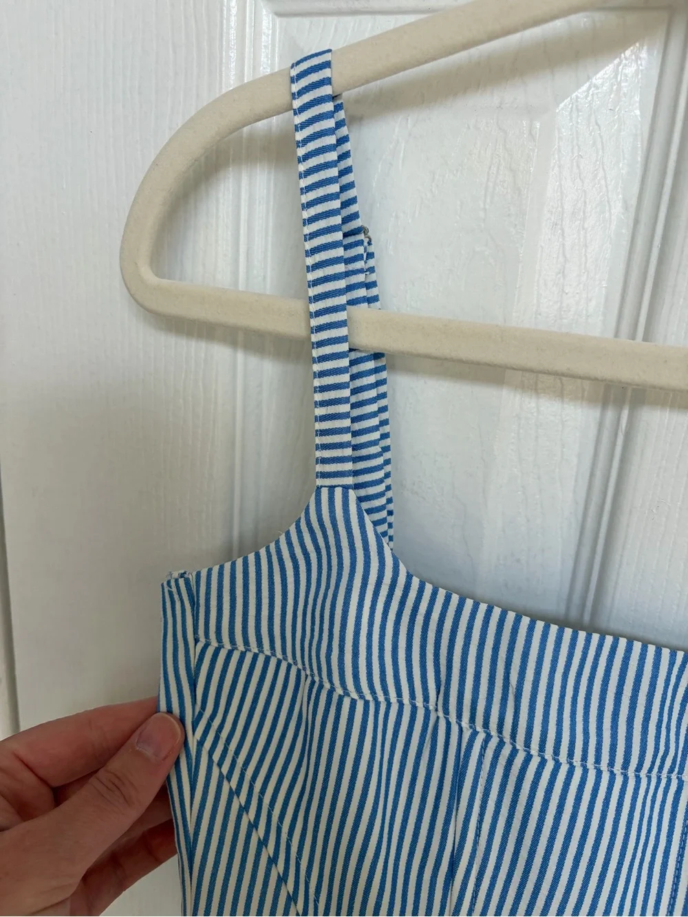 Edikted Blue and White Striped Corset Cami